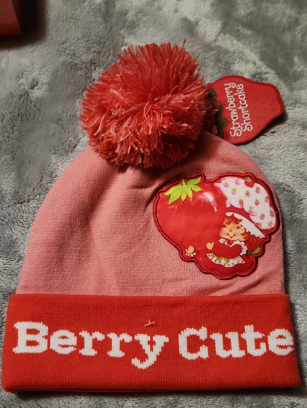 Strawberry Shortcake Pink & Red Pom Beanie - Berry Cute
